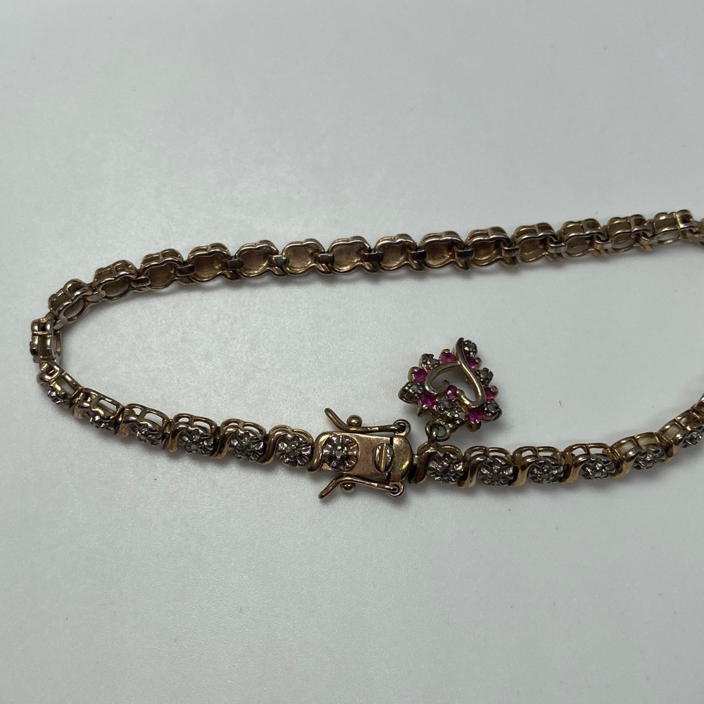 Sterling Silver 925 Heart Crystal Studded Tennis Bracelet โจ7 โ - Picture 6 of 6